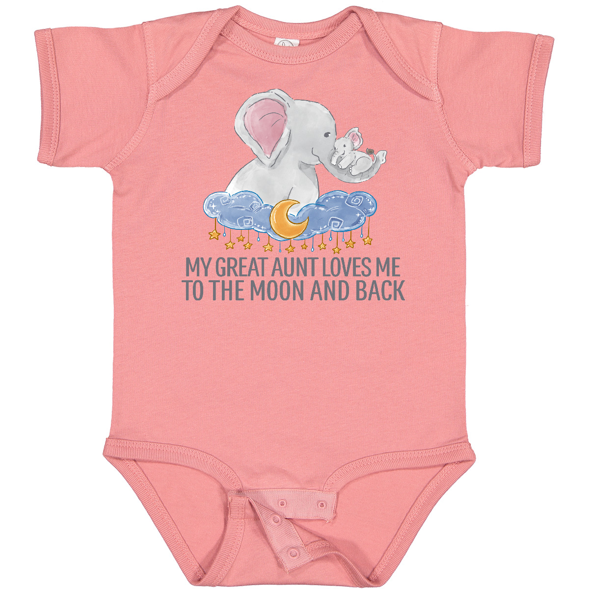 Inktastic My Great Aunt Loves Me To The Moon And Back Elephants Baby Bodysuit - Picture 4 of 11