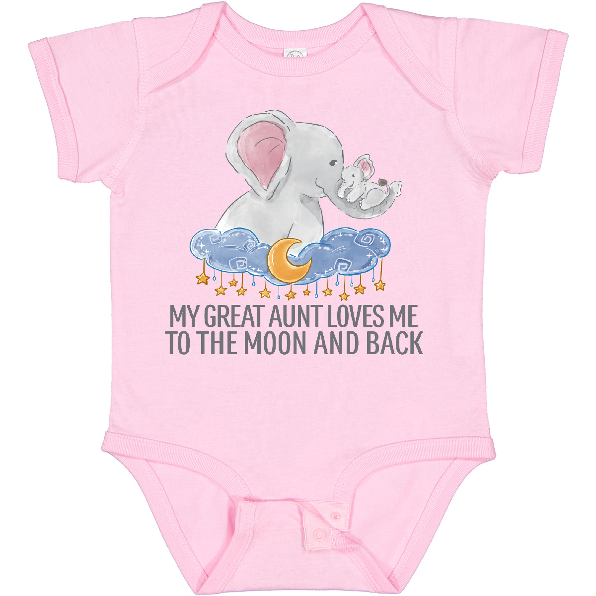 Inktastic My Great Aunt Loves Me To The Moon And Back Elephants Baby Bodysuit - Picture 6 of 11