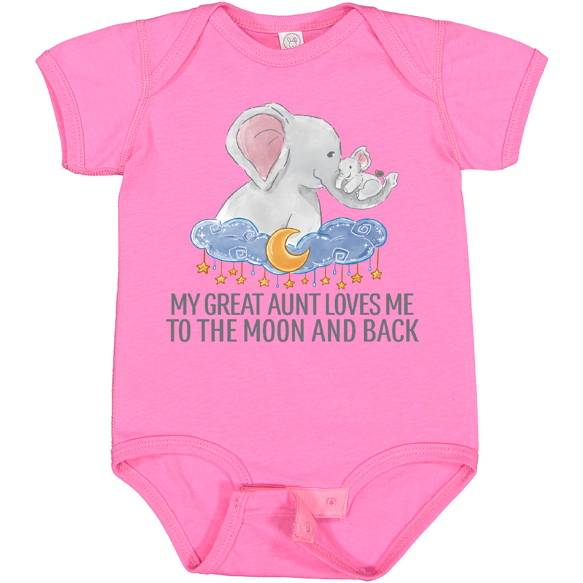Inktastic My Great Aunt Loves Me To The Moon And Back Elephants Baby Bodysuit - Picture 7 of 11