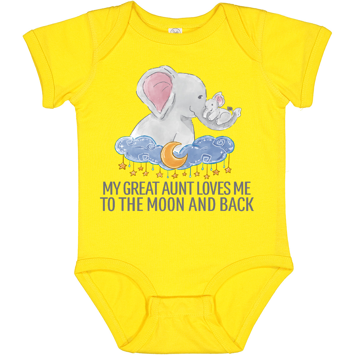 Inktastic My Great Aunt Loves Me To The Moon And Back Elephants Baby Bodysuit - Picture 11 of 11