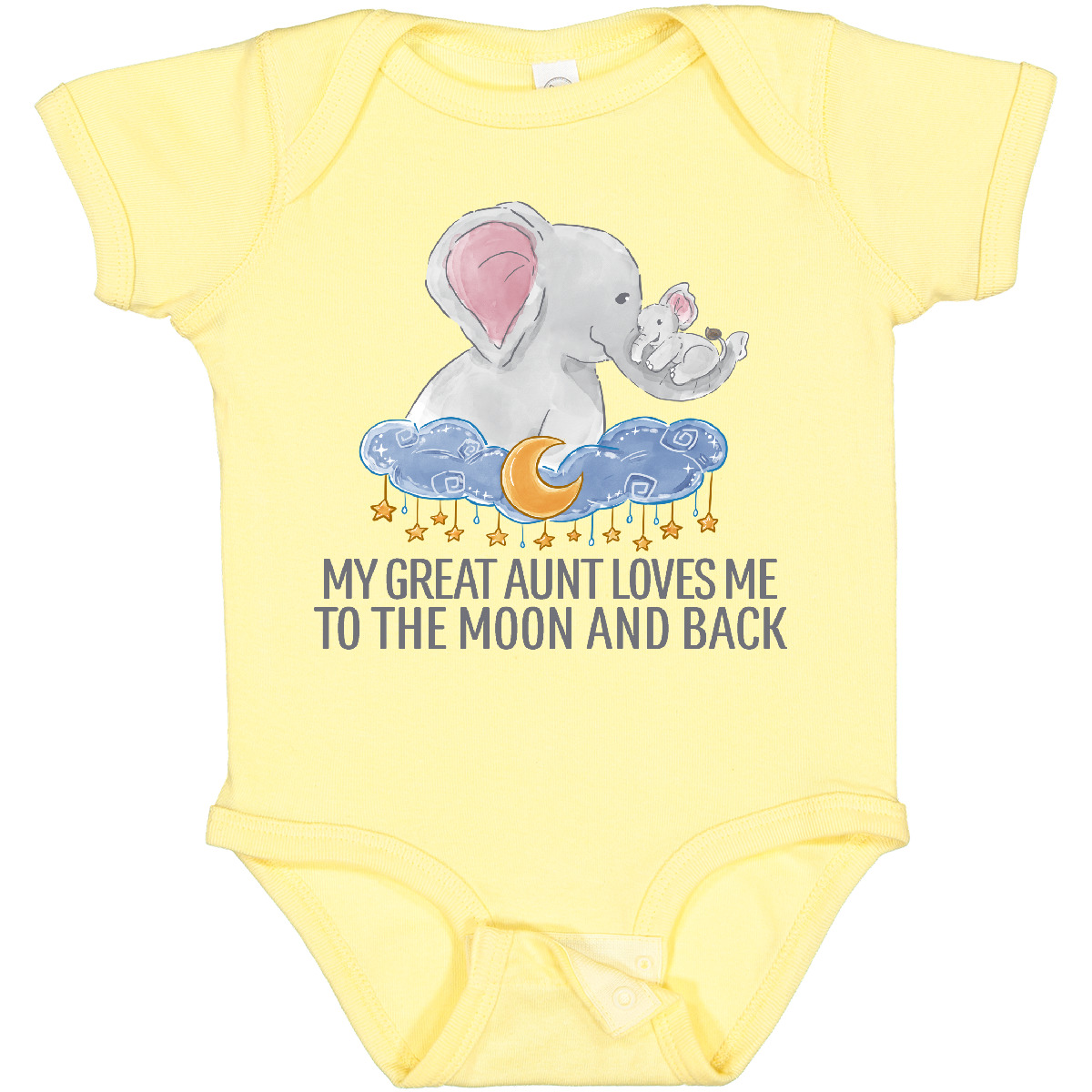 Inktastic My Great Aunt Loves Me To The Moon And Back Elephants Baby Bodysuit - Picture 2 of 11