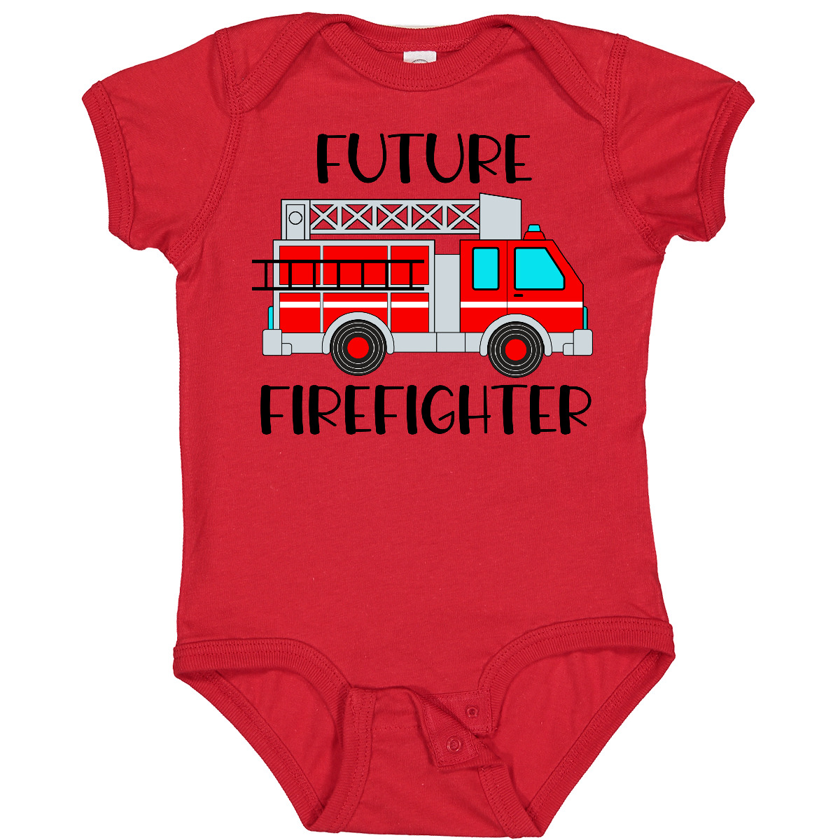 Inktastic Future FireFighter Red Fire Truck Engine Baby Bodysuit Occupations Job - Bild 8 von 11
