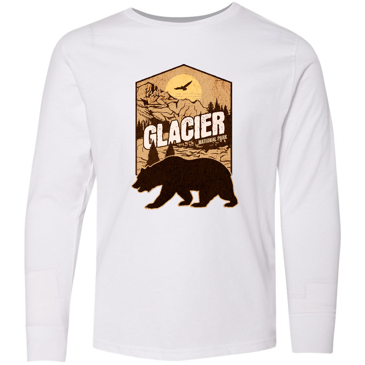 Inktastic Glacier National Park Vacation Youth Long Sleeve T-Shirt Nature Travel - Picture 3 of 3