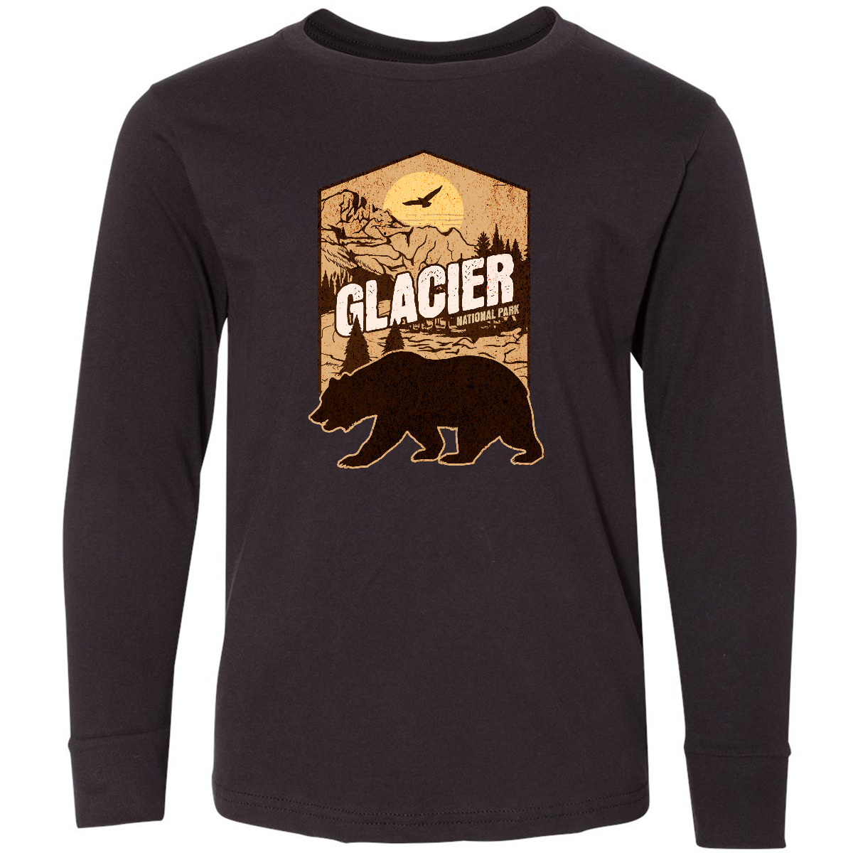 Inktastic Glacier National Park Vacation Youth Long Sleeve T-Shirt Nature Travel - Picture 2 of 3