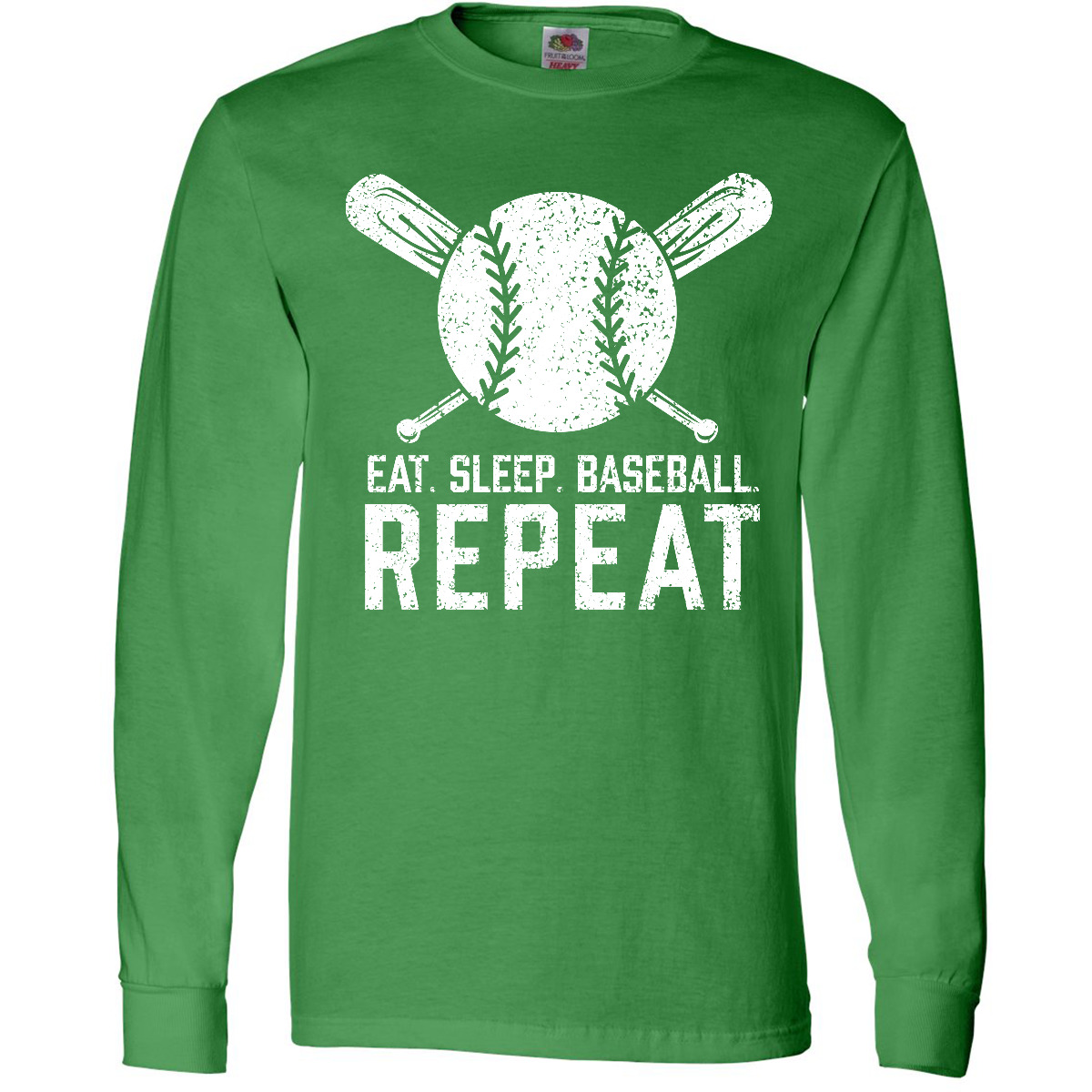 Inktastic Grunge Eat Sleep Baseball Repeat Long Sleeve T-Shirt Baseballs Bat Fan