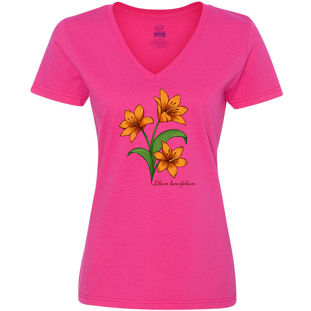 Inktastic Tiger Lilies Women's V-Neck T-Shirt Lily Orange Pretty Lilium Flower