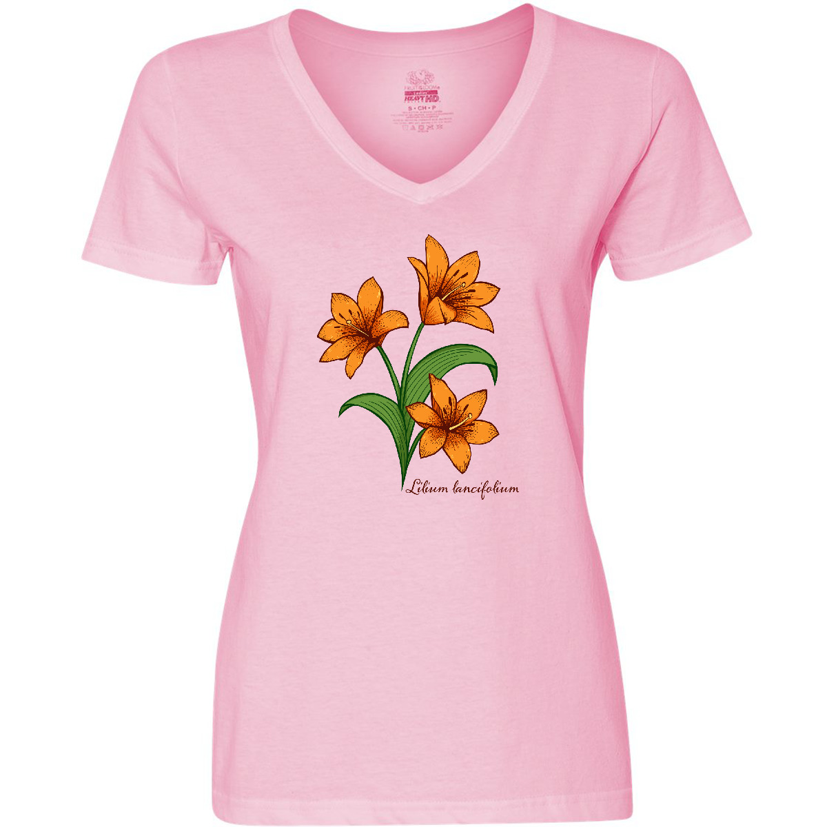 Inktastic Tiger Lilies Women's V-Neck T-Shirt Lily Orange Pretty Lilium Flower