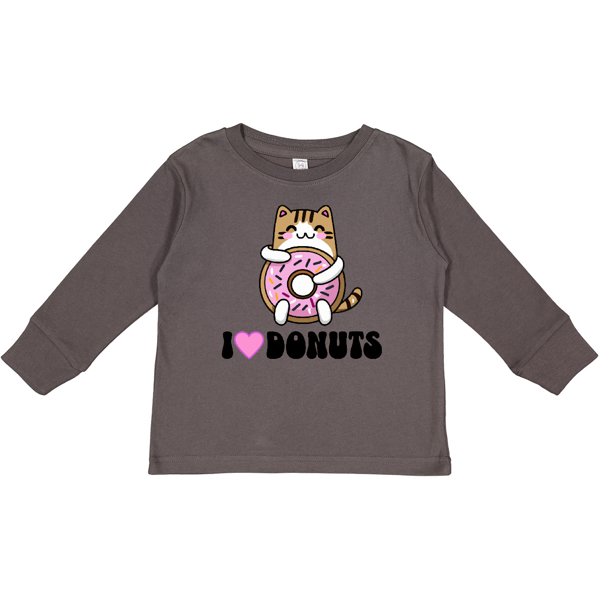 Inktastic Donut Lover I Love Donuts Cat Toddler Long Sleeve T-Shirt Dessert Cute - Picture 3 of 7