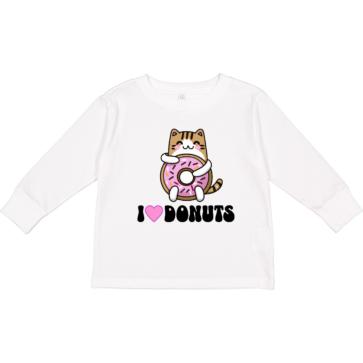 Inktastic Donut Lover I Love Donuts Cat Toddler Long Sleeve T-Shirt Dessert Cute - Picture 7 of 7