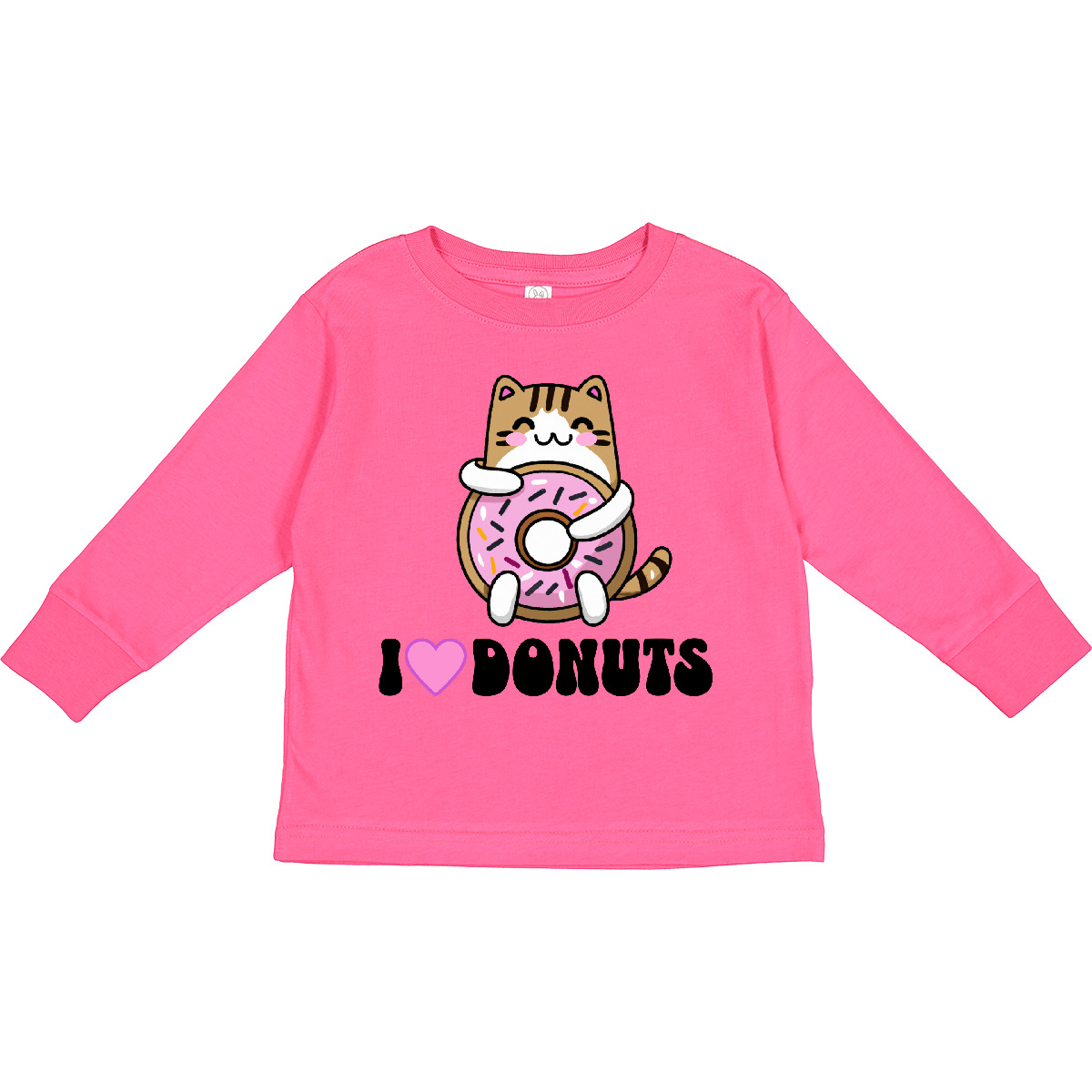 Inktastic Donut Lover I Love Donuts Cat Toddler Long Sleeve T-Shirt Dessert Cute - Picture 5 of 7