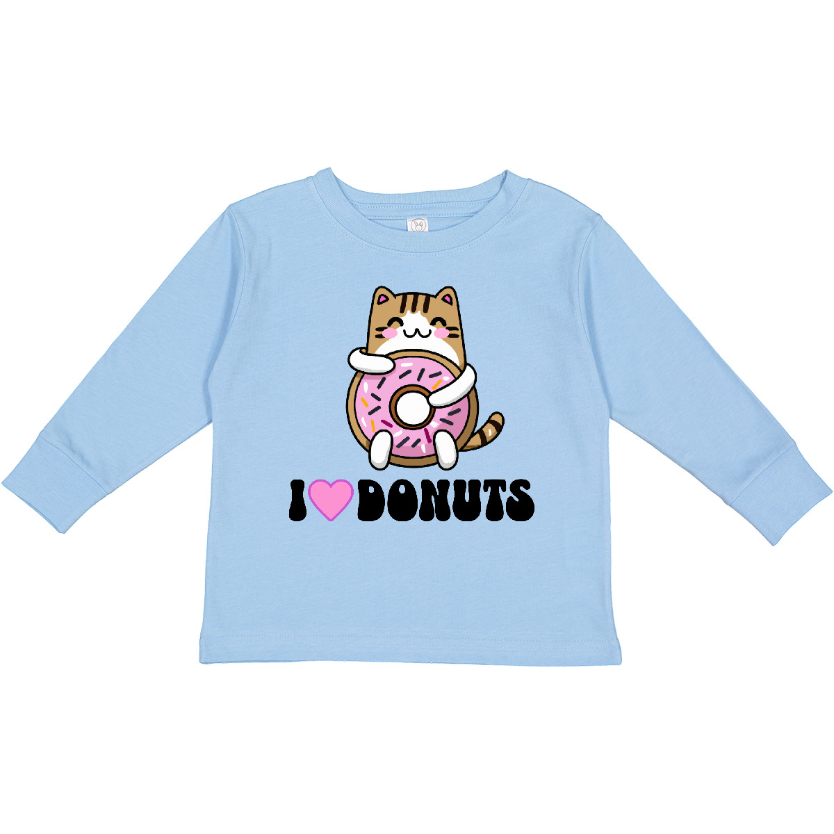 Inktastic Donut Lover I Love Donuts Cat Toddler Long Sleeve T-Shirt Dessert Cute - Picture 2 of 7