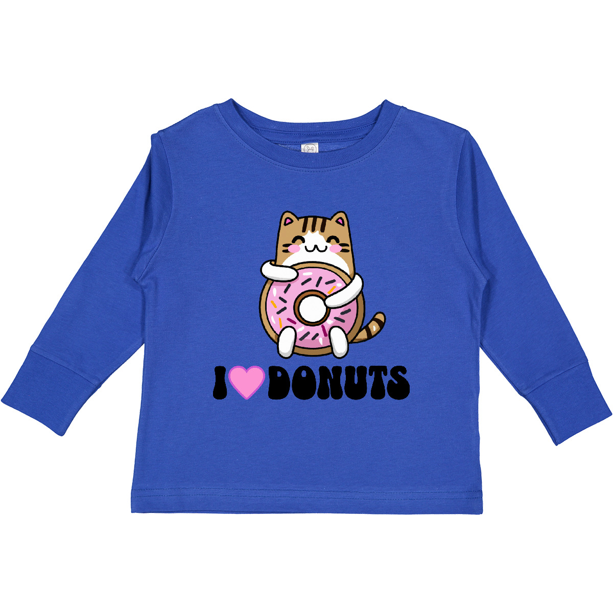 Inktastic Donut Lover I Love Donuts Cat Toddler Long Sleeve T-Shirt Dessert Cute - Picture 6 of 7