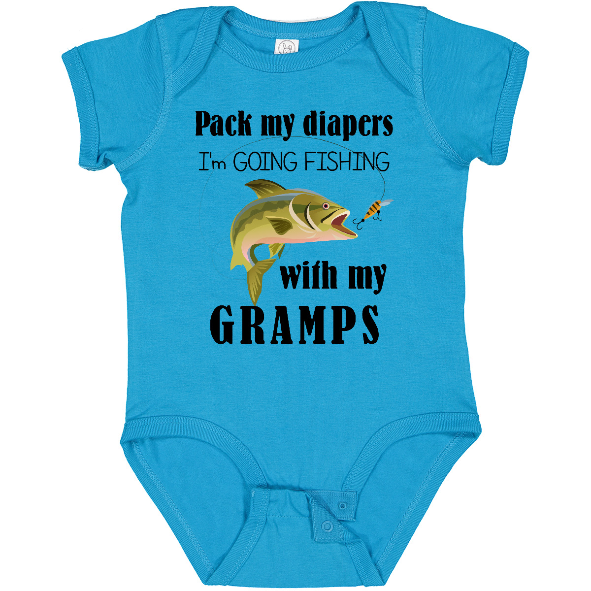 Inktastic Pack My Diapers I Am Going Fishing With Gramps Baby Bodysuit Grandpa