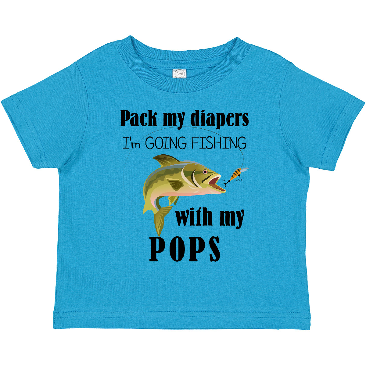 Inktastic Pack My Diapers I Am Going Fishing With Pops Toddler T-Shirt Grandpa - Picture 9 of 11