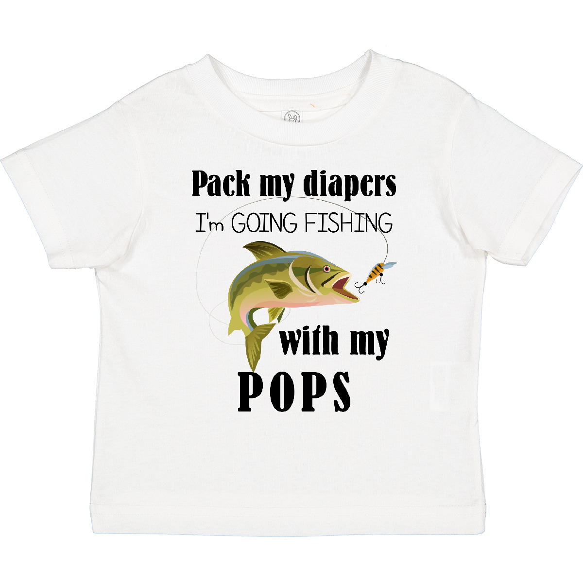 Inktastic Pack My Diapers I Am Going Fishing With Pops Toddler T-Shirt Grandpa - Picture 10 of 11