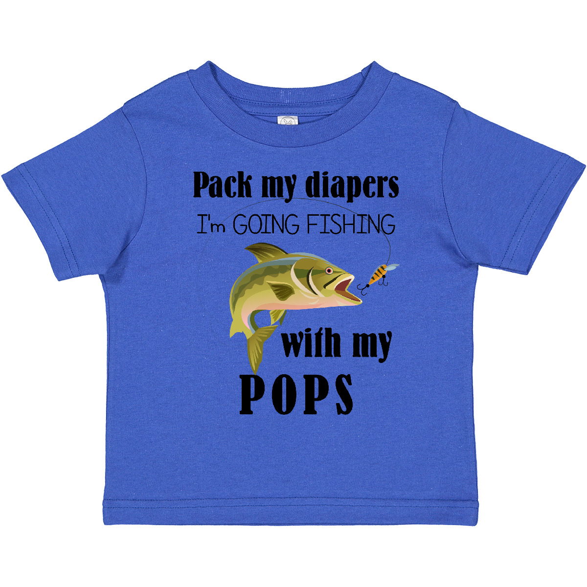 Inktastic Pack My Diapers I Am Going Fishing With Pops Toddler T-Shirt Grandpa - Picture 7 of 11