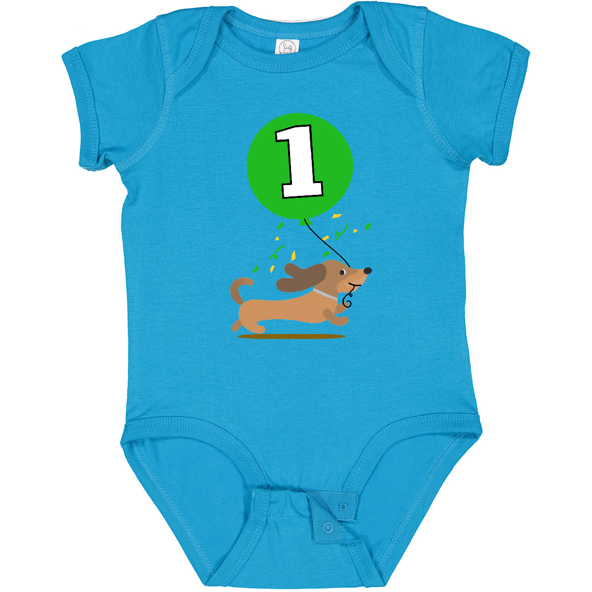Inktastic 1st Birthday Puppy 1 Year Old Boy Baby Bodysuit Dachshund Celebration - Picture 6 of 8