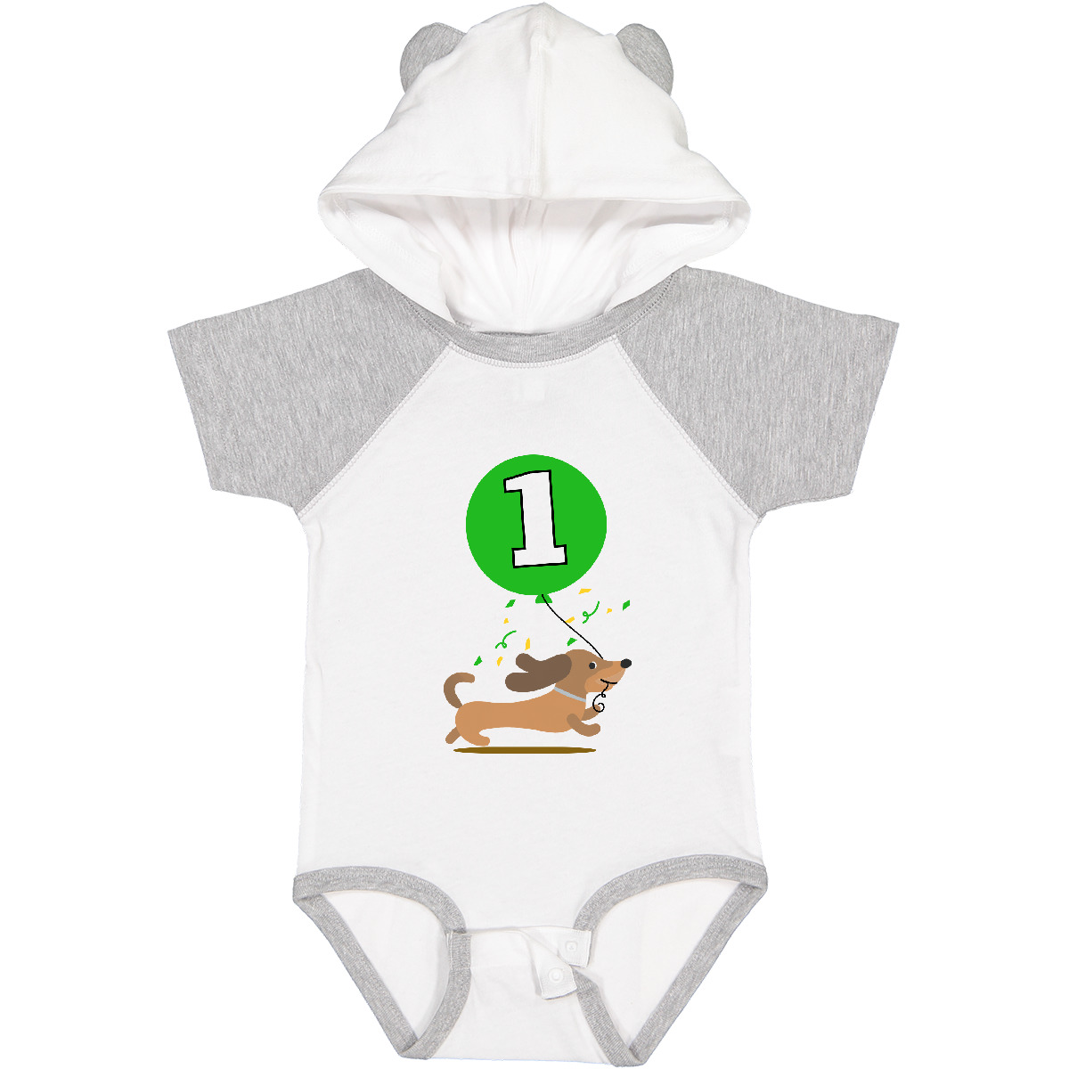 Inktastic 1st Birthday Puppy 1 Year Old Boy Baby Bodysuit Dachshund Celebration - Picture 7 of 8