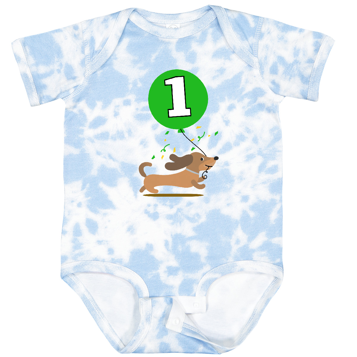 Inktastic 1st Birthday Puppy 1 Year Old Boy Baby Bodysuit Dachshund Celebration - Picture 5 of 8