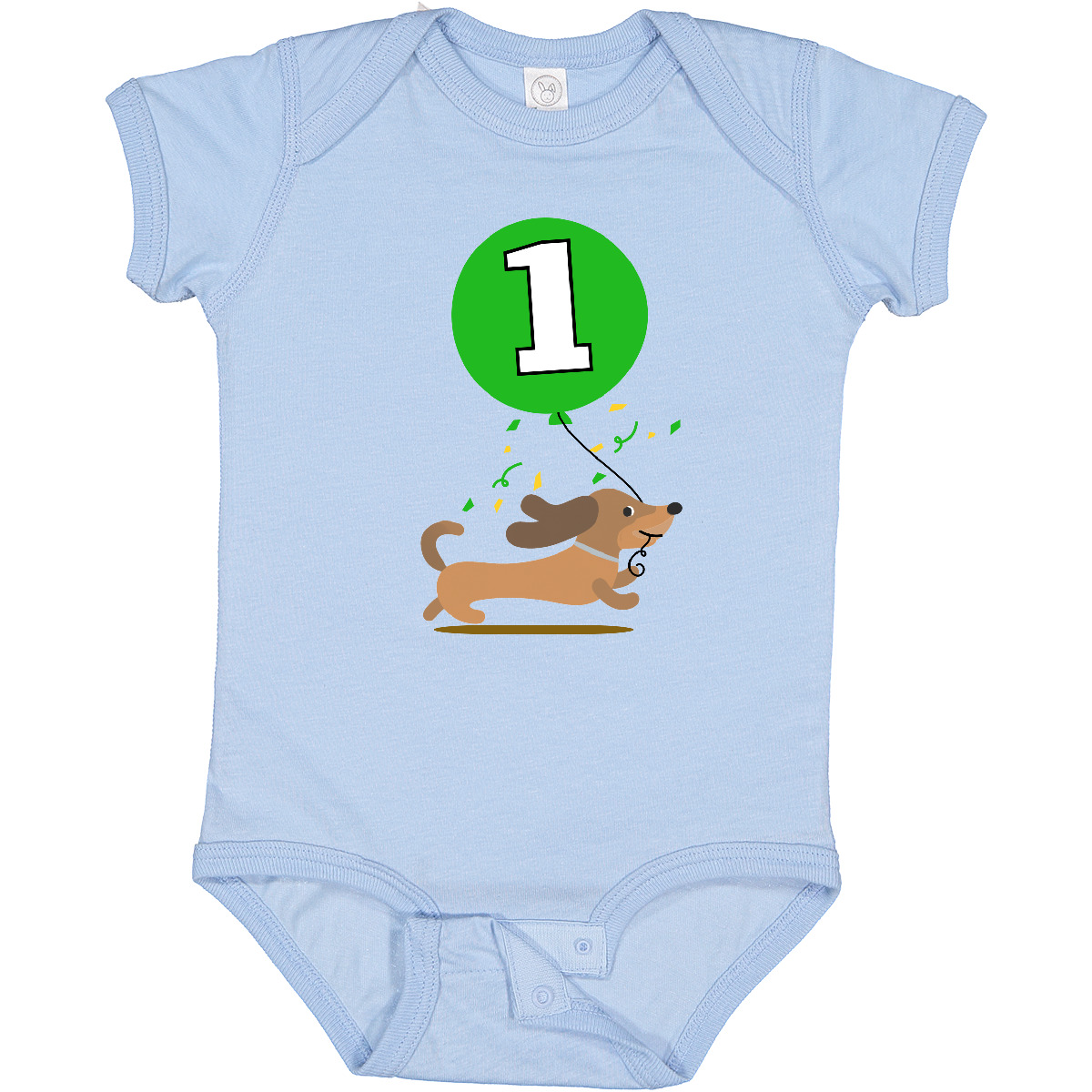 Inktastic 1st Birthday Puppy 1 Year Old Boy Baby Bodysuit Dachshund Celebration - Picture 3 of 8
