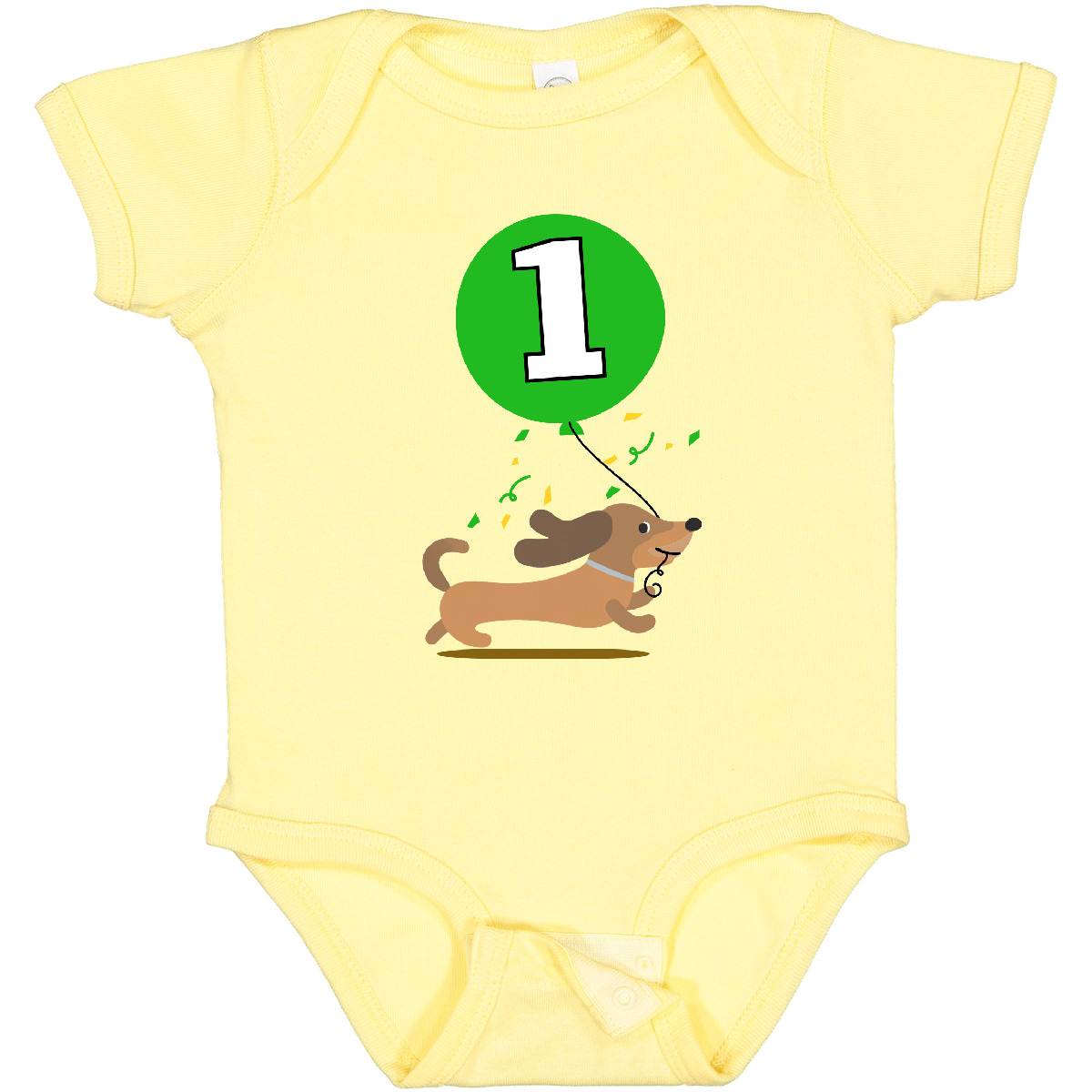 Inktastic 1st Birthday Puppy 1 Year Old Boy Baby Bodysuit Dachshund Celebration - Picture 2 of 8
