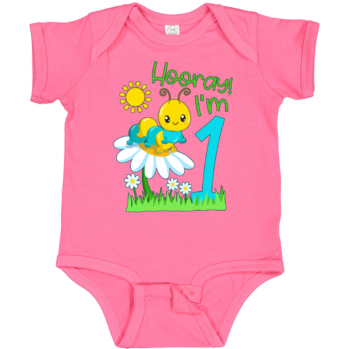 Inktastic Hooray, I'm One!- Cute Caterpillar Birthday Baby Bodysuit Birthdays 1 - Picture 5 of 9