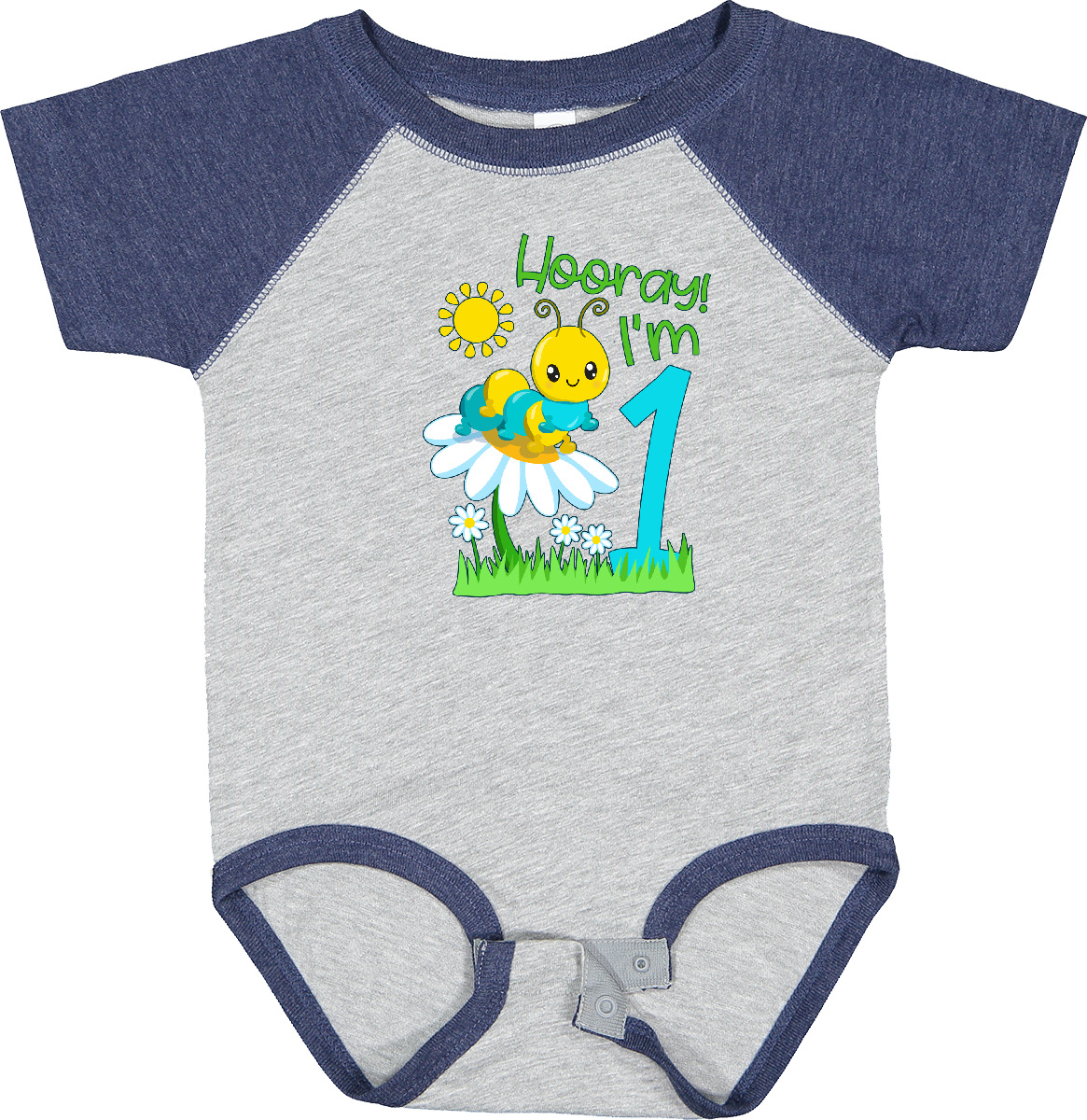 Inktastic Hooray, I'm One!- Cute Caterpillar Birthday Baby Bodysuit Birthdays 1 - Picture 4 of 9
