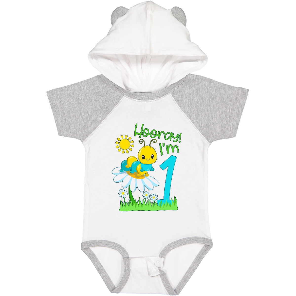 Inktastic Hooray, I'm One!- Cute Caterpillar Birthday Baby Bodysuit Birthdays 1 - Picture 9 of 9