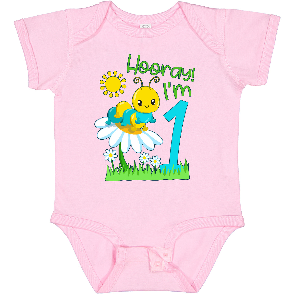 Inktastic Hooray, I'm One!- Cute Caterpillar Birthday Baby Bodysuit Birthdays 1 - Picture 7 of 9