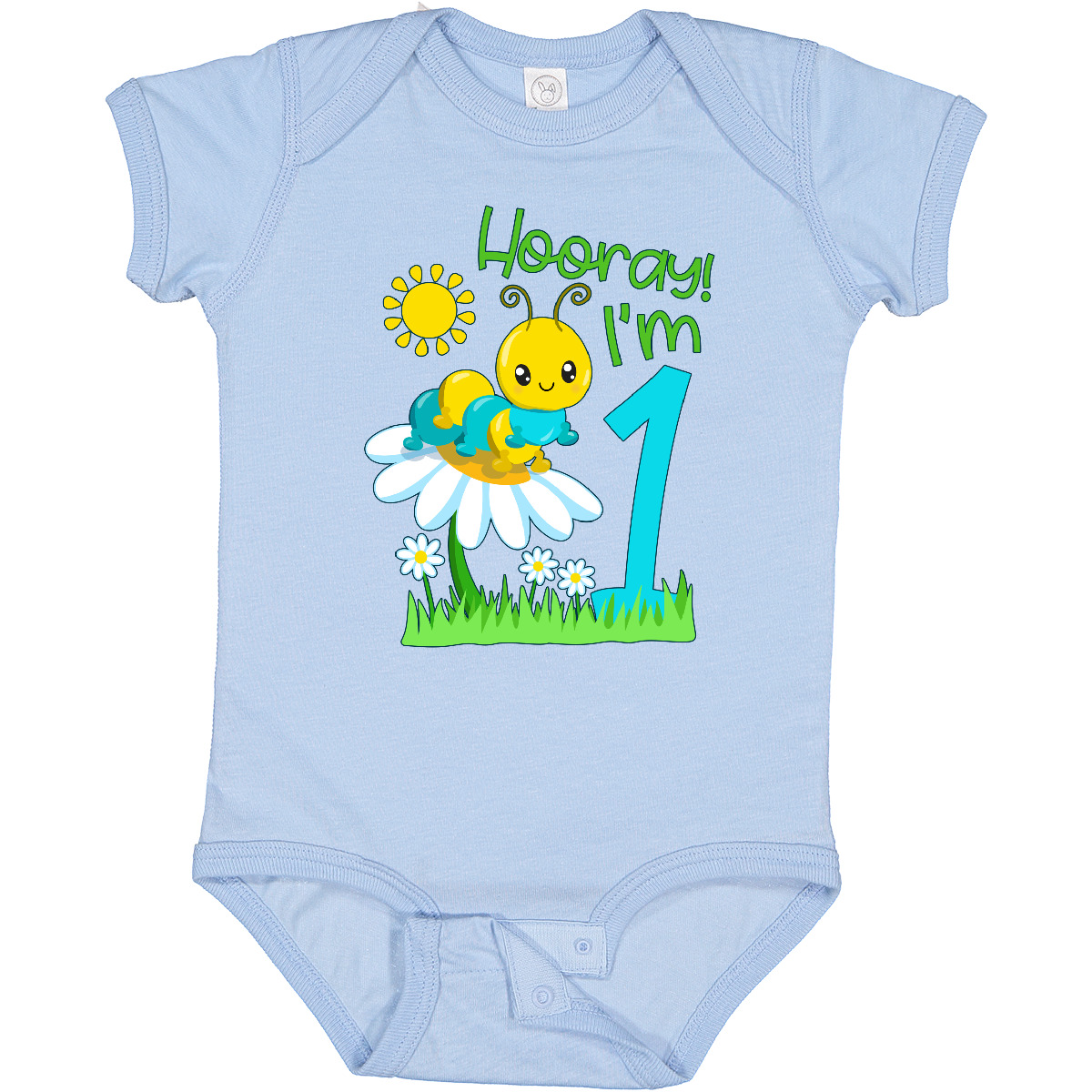 Inktastic Hooray, I'm One!- Cute Caterpillar Birthday Baby Bodysuit Birthdays 1 - Picture 2 of 9
