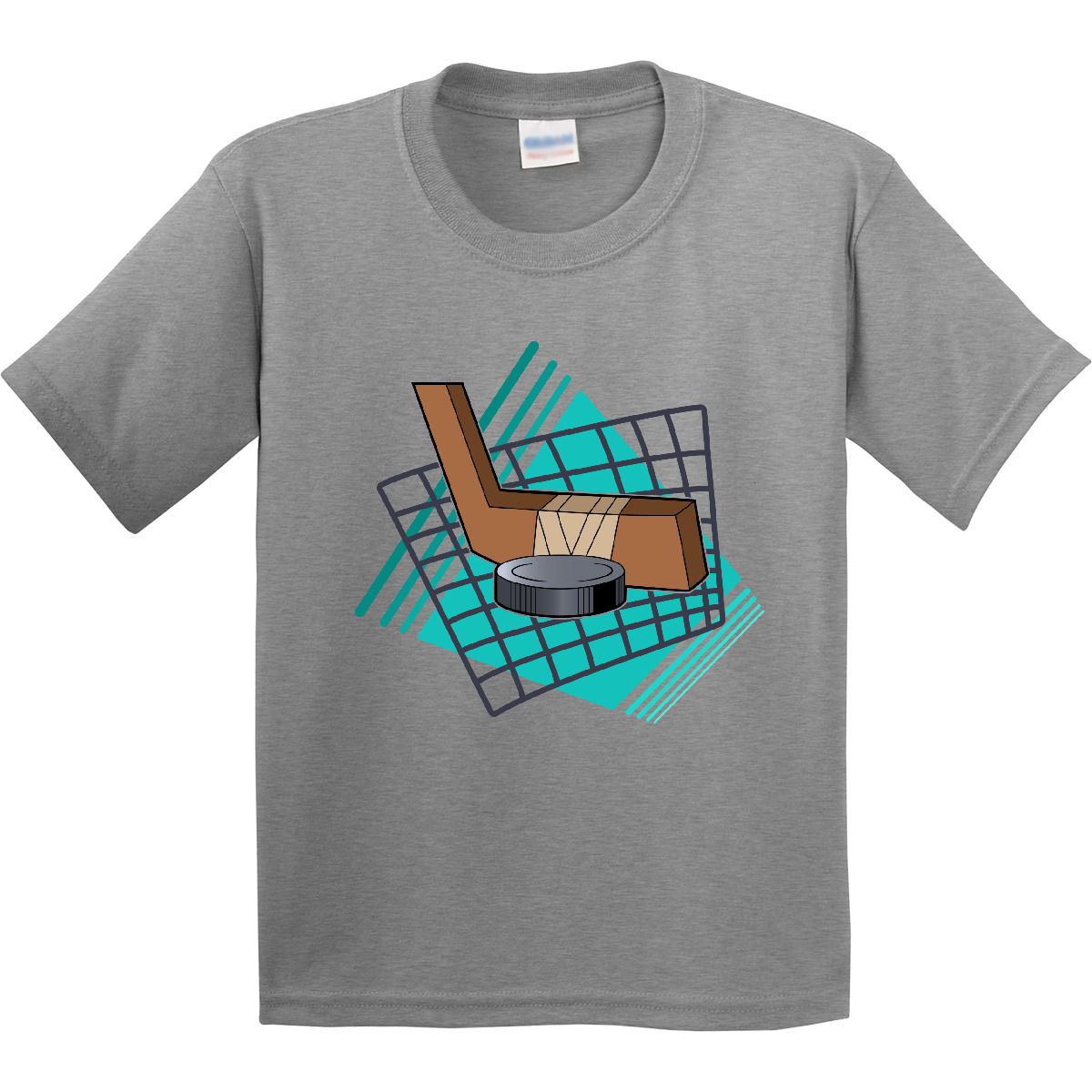 Inktastic Hockey Puck And Stick Youth T-Shirt Sports Match Game Play Skating Fun - Picture 2 of 4