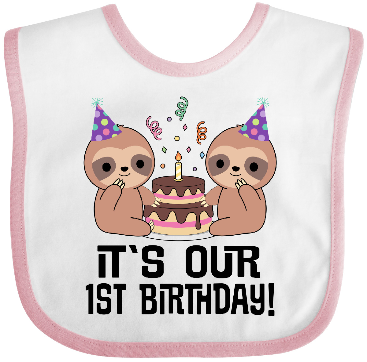 Inktastic Twins 1st Birthday Sloth Boy Girl 1 Year Old Baby Bib Childs Clothing - Bild 8 von 9