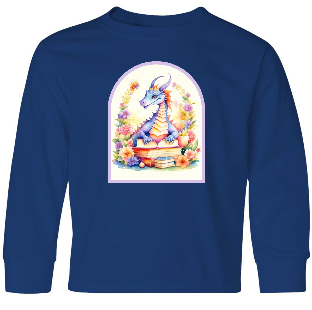 Inktastic Bookworm Dragon Book Lover Youth Long Sleeve T-Shirt Literacy Group - Picture 4 of 4