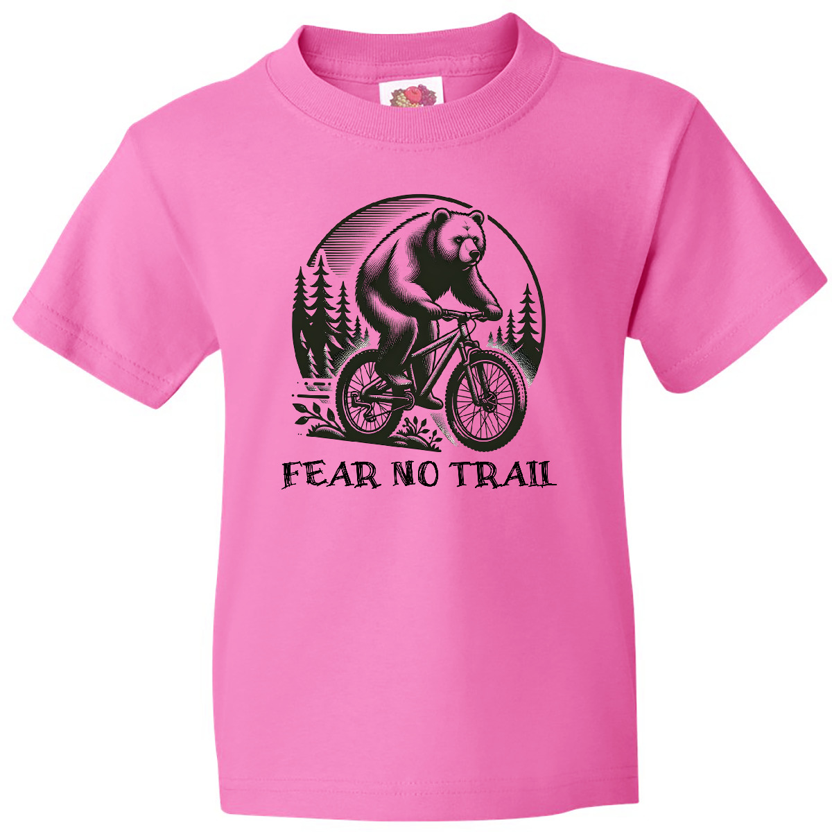 Inktastic Mountain Biking Fear No Trail Youth T-Shirt Biker Outdoors Sports Tee - Picture 2 of 7