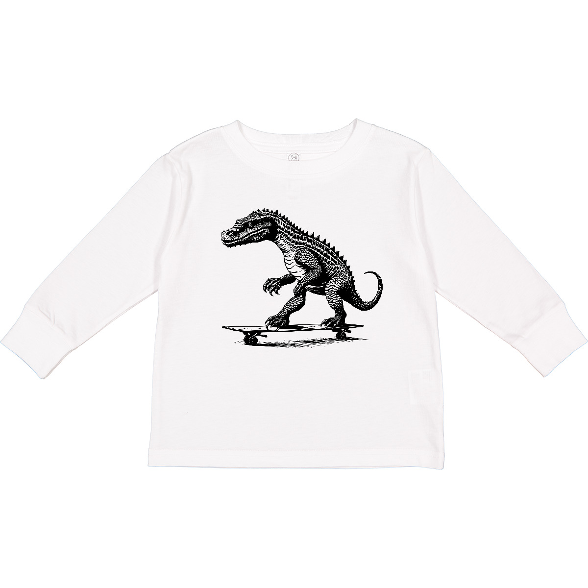 Inktastic lustiges Alligator auf Skateboard Kleinkind Langarm T-Shirt Tiere Jungen - Bild 8 von 8