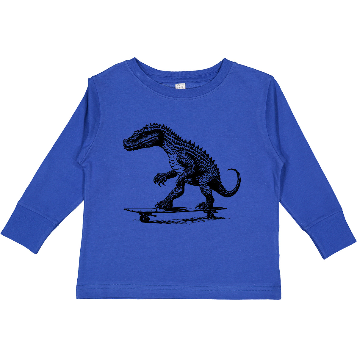 Inktastic lustiges Alligator auf Skateboard Kleinkind Langarm T-Shirt Tiere Jungen - Bild 7 von 8