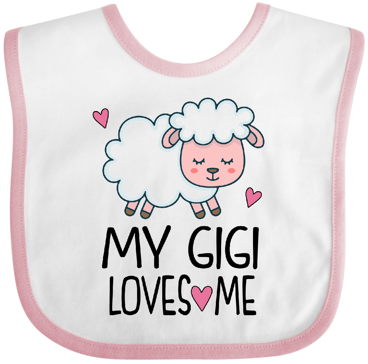 Inktastic My Gigi Loves Me Girls Grandchild Lamb Baby Bib Girl Cute Outfit - Picture 9 of 10