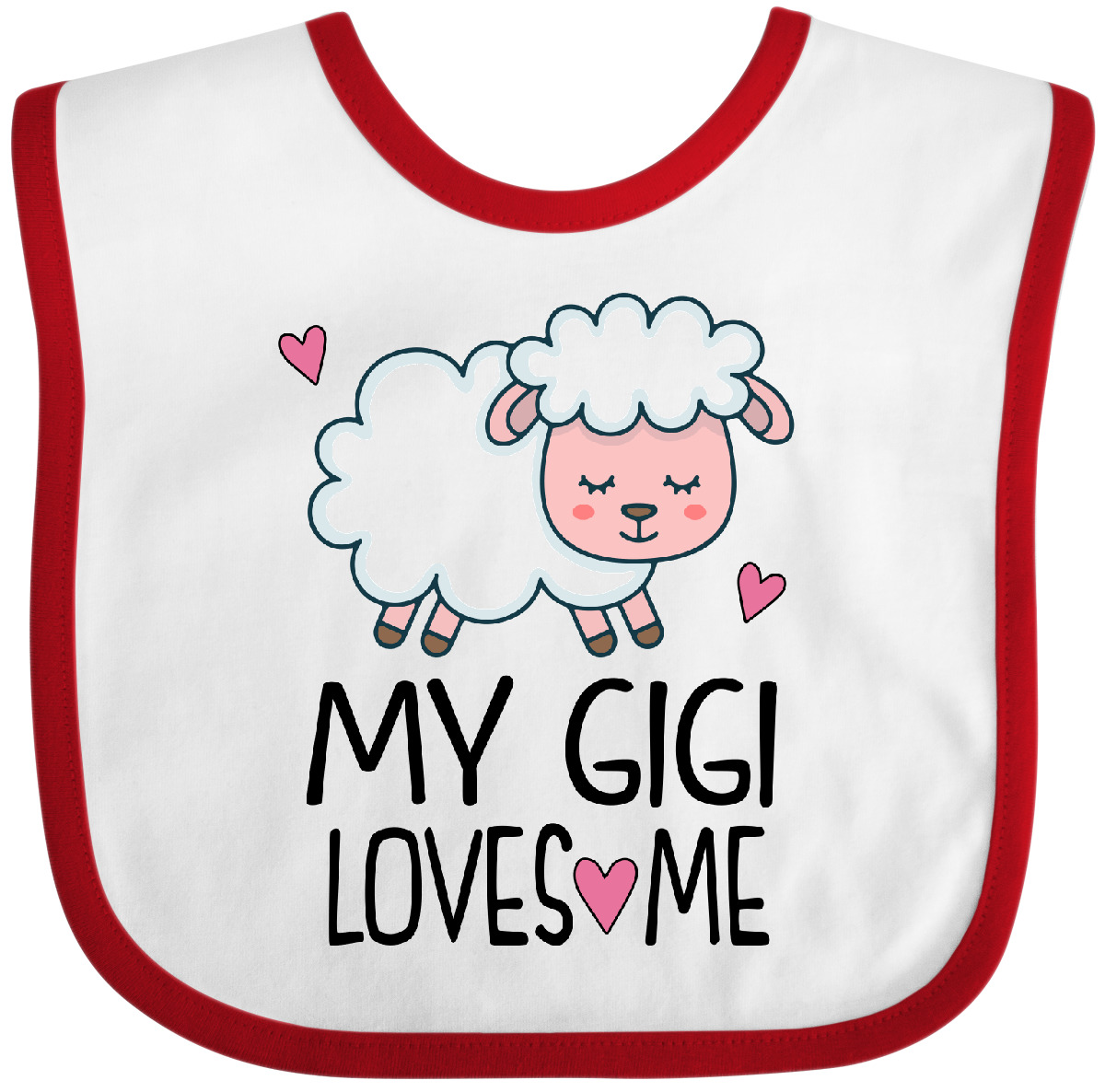 Inktastic My Gigi Loves Me Girls Grandchild Lamb Baby Bib Girl Cute Outfit - Picture 10 of 10