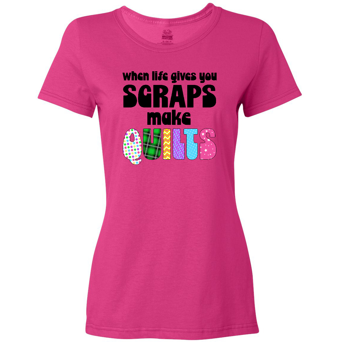 Inktastic When Life Gives You Scraps, Make Quilts Women's T-Shirt Crafting Hobby - Picture 2 of 2
