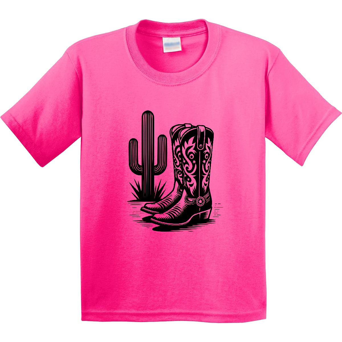 Inktastic Cowboy Cowgirl Boots Cactus Youth T-Shirt Western Barrel Racing Roping - Picture 4 of 7