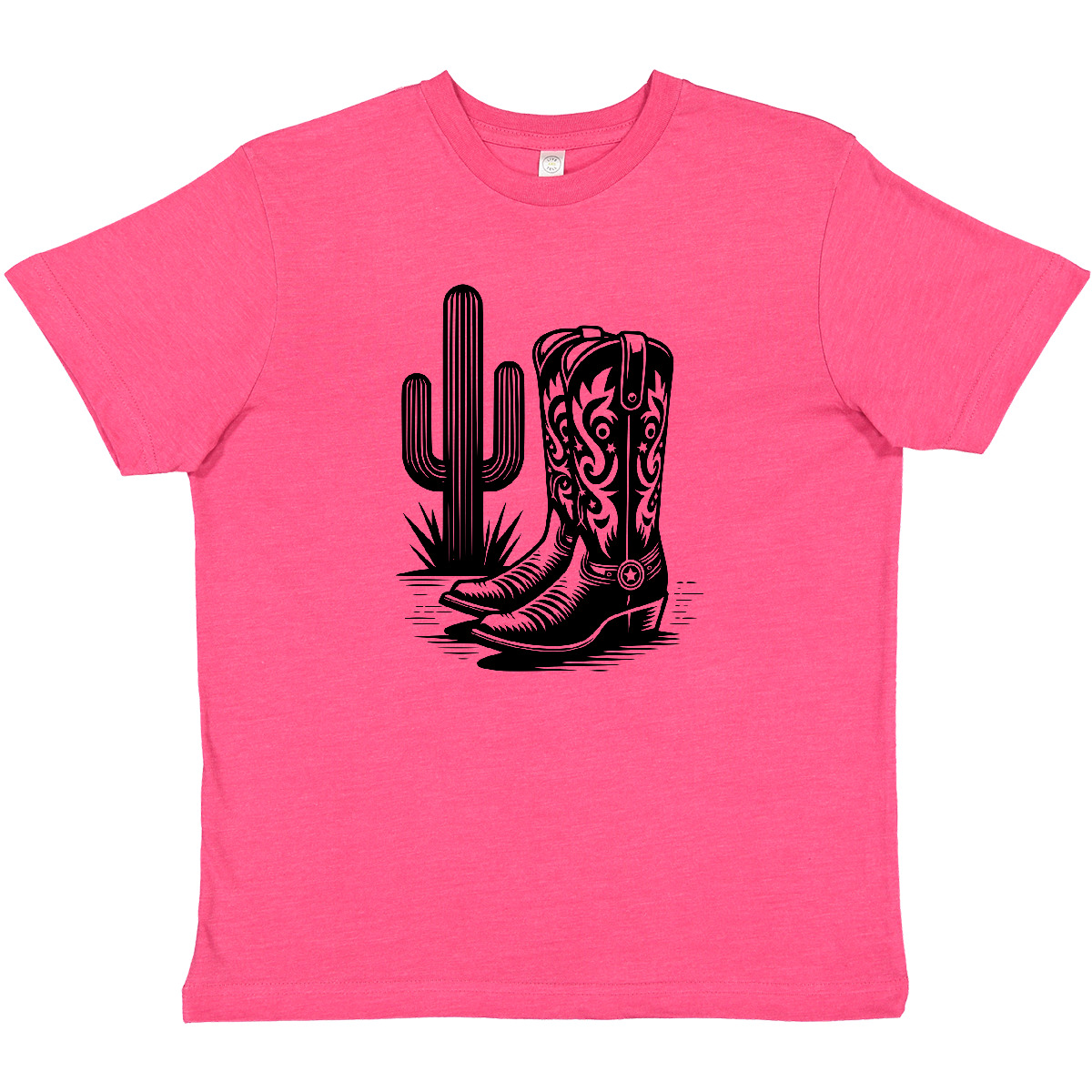 Inktastic Cowboy Cowgirl Boots Cactus Youth T-Shirt Western Barrel Racing Roping - Picture 6 of 7
