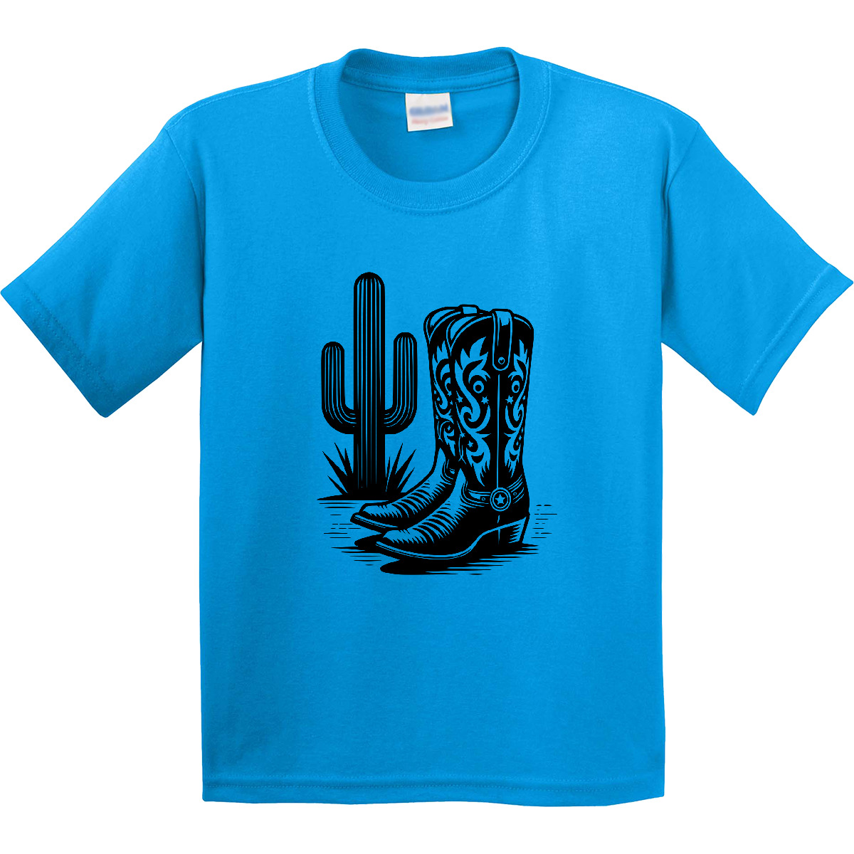 Inktastic Cowboy Cowgirl Boots Cactus Youth T-Shirt Western Barrel Racing Roping - Picture 5 of 7