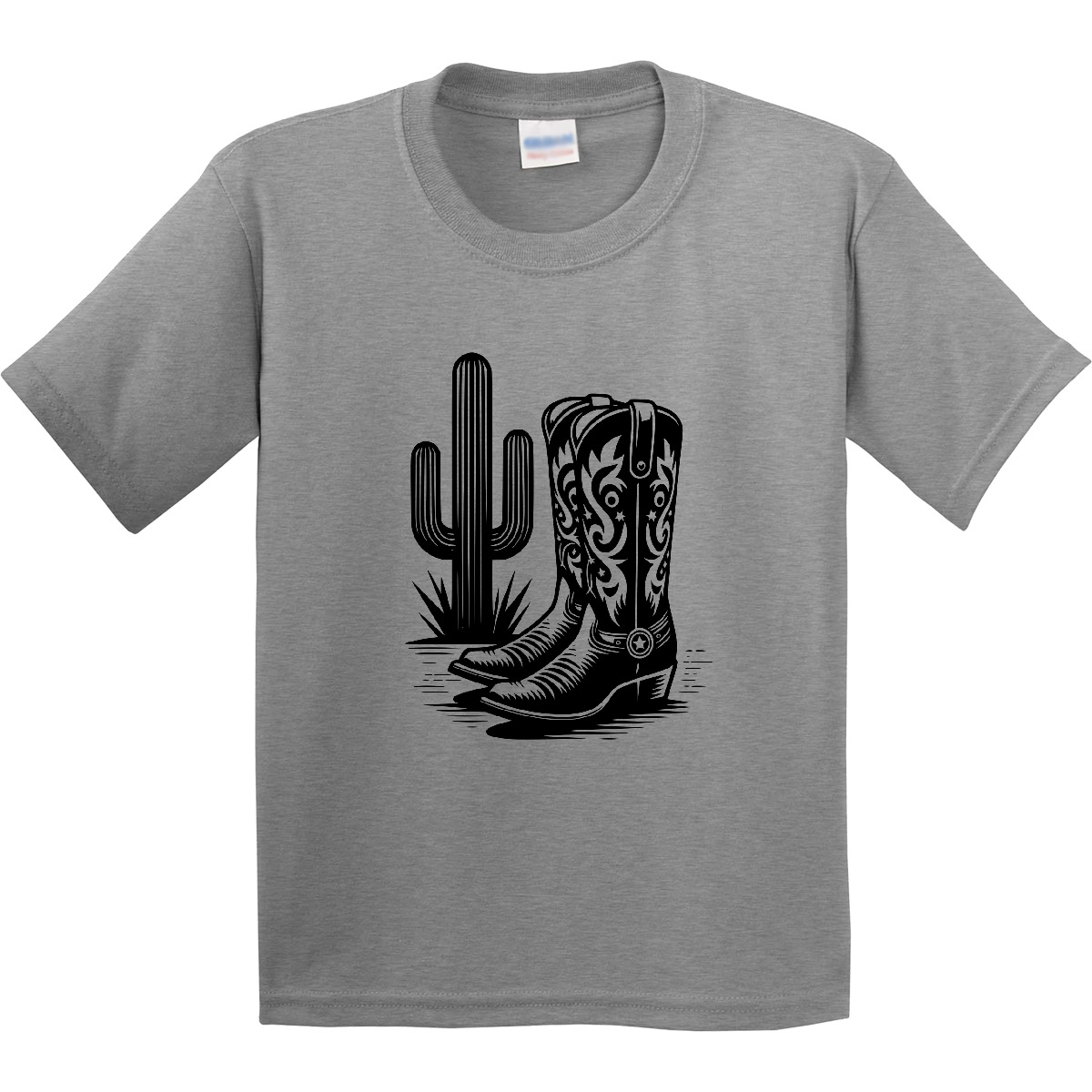 Inktastic Cowboy Cowgirl Boots Cactus Youth T-Shirt Western Barrel Racing Roping - Picture 3 of 7