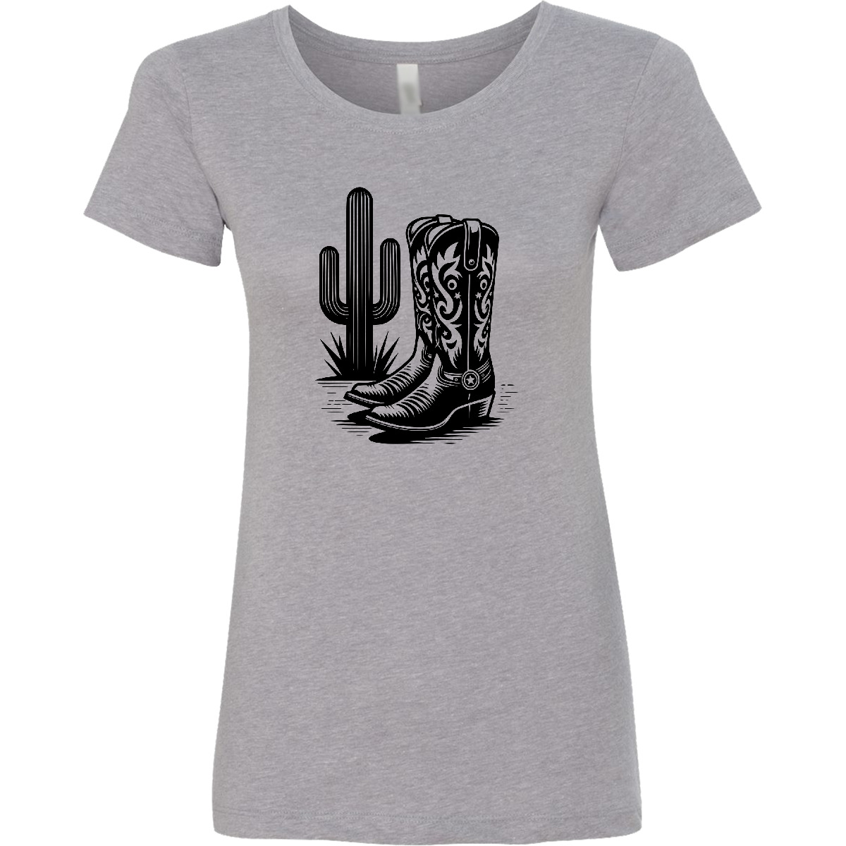 Inktastic Cowboy Cowgirl Boots Cactus Women’s T-Shirt Western Barrel Racing Team