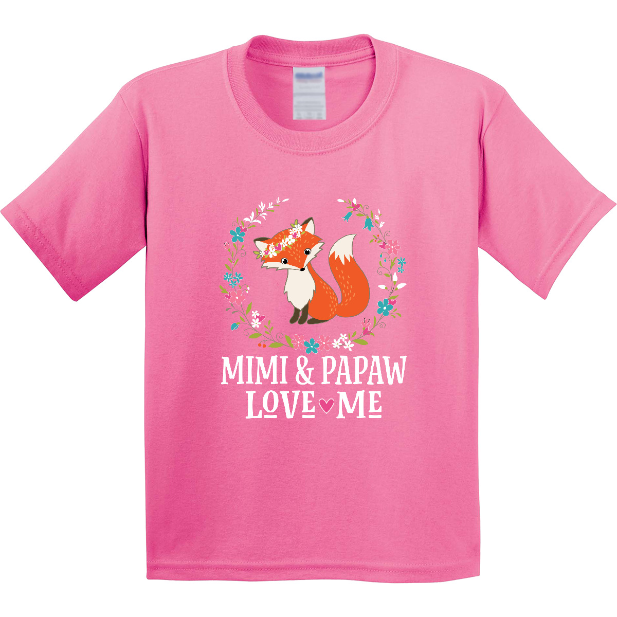 Inktastic Mimi And Papaw Love Me Granddaughter Fox Youth T-Shirt Childs Clothes - Picture 2 of 9