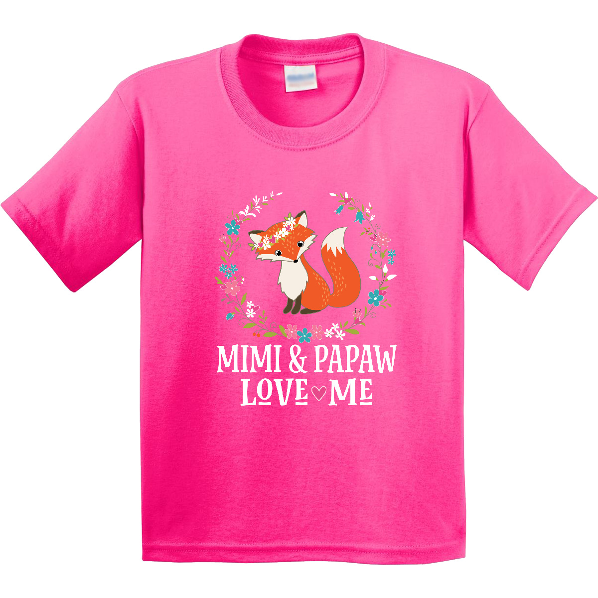 Inktastic Mimi And Papaw Love Me Granddaughter Fox Youth T-Shirt Childs Clothes - Picture 5 of 9