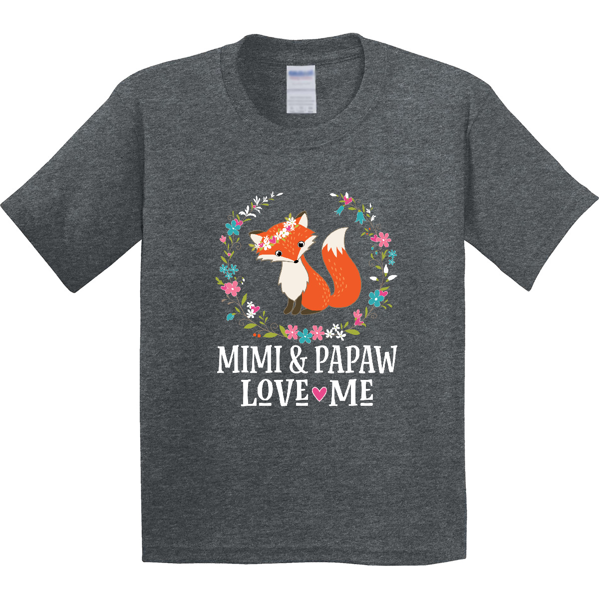 Inktastic Mimi And Papaw Love Me Granddaughter Fox Youth T-Shirt Childs Clothes - Picture 7 of 9
