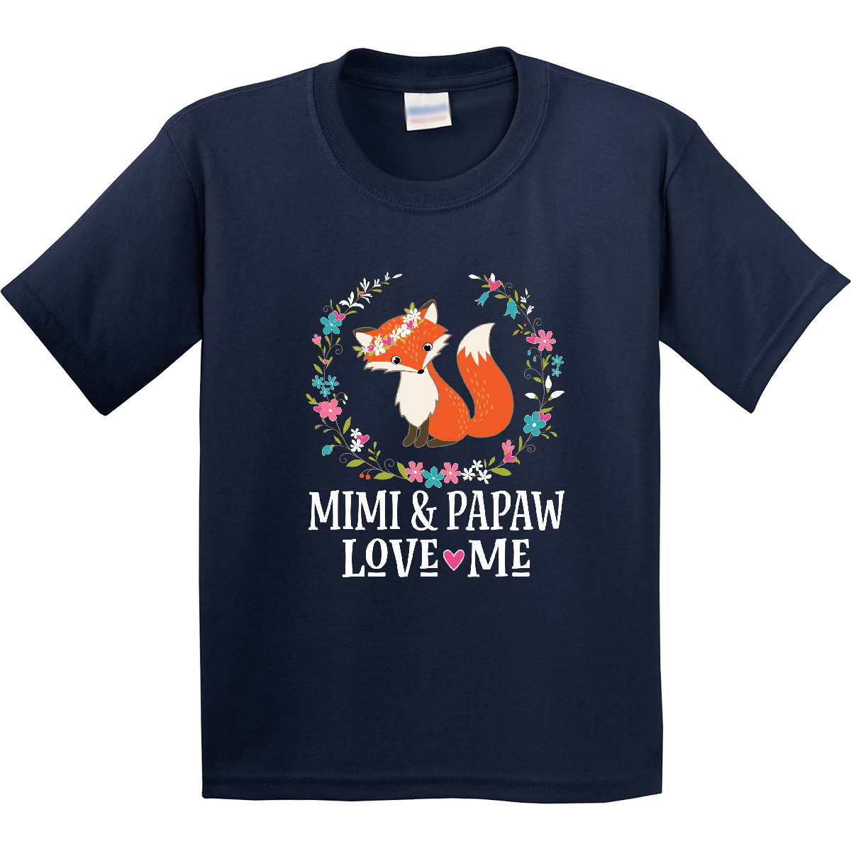 Inktastic Mimi And Papaw Love Me Granddaughter Fox Youth T-Shirt Childs Clothes - Picture 4 of 9