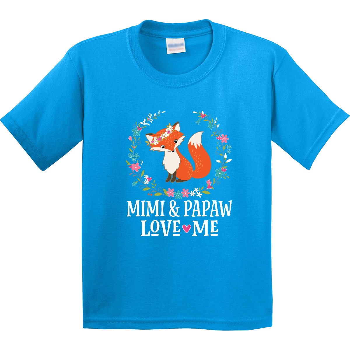 Inktastic Mimi And Papaw Love Me Granddaughter Fox Youth T-Shirt Childs Clothes - Picture 6 of 9
