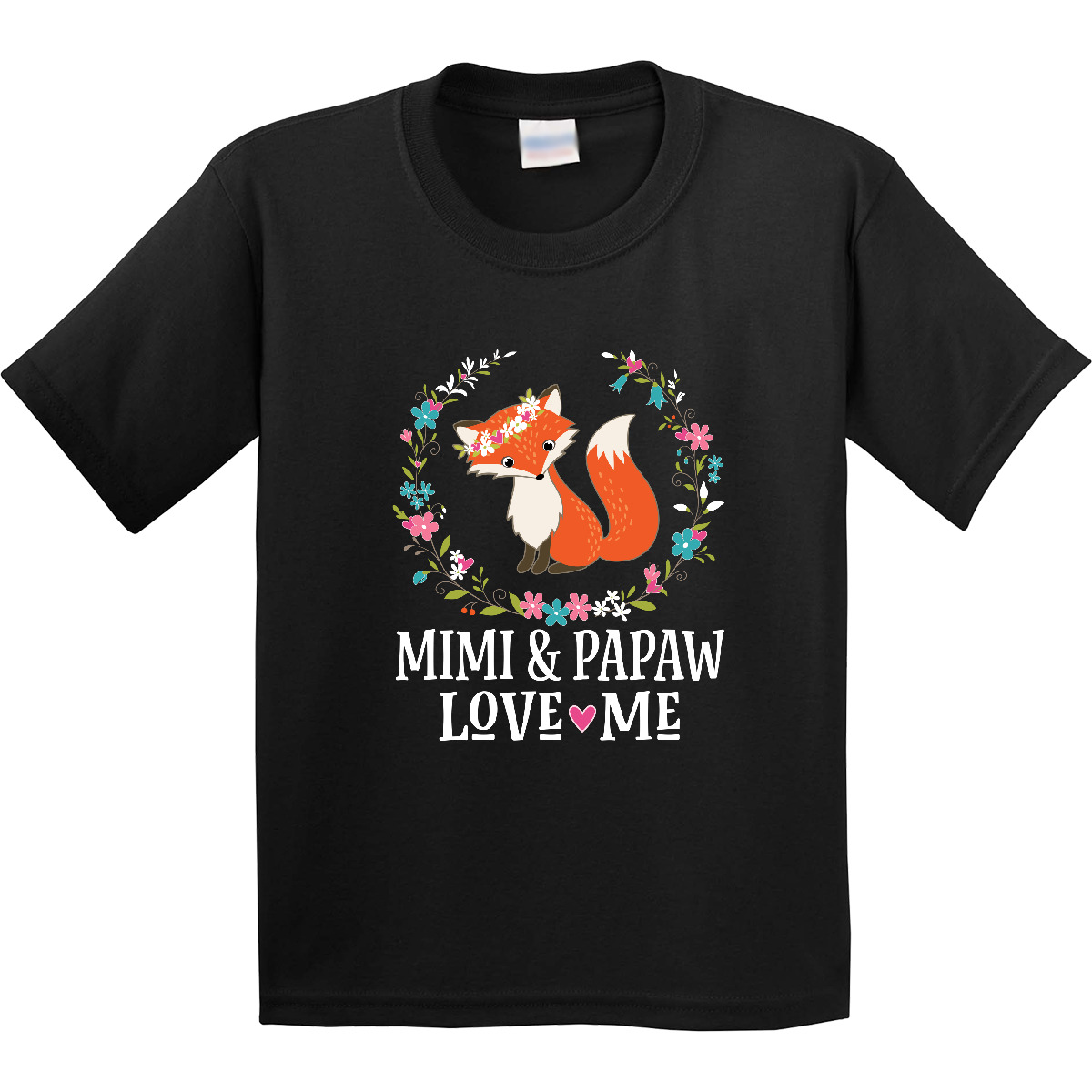 Inktastic Mimi And Papaw Love Me Granddaughter Fox Youth T-Shirt Childs Clothes - Picture 3 of 9